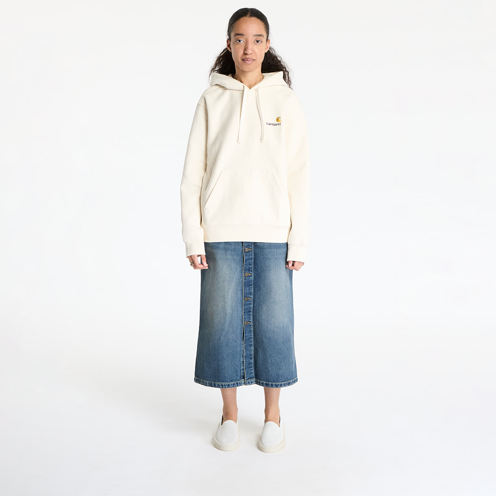 Bluzy męskie Carhartt WIP Hooded American Script Sweat UNISEX Natural