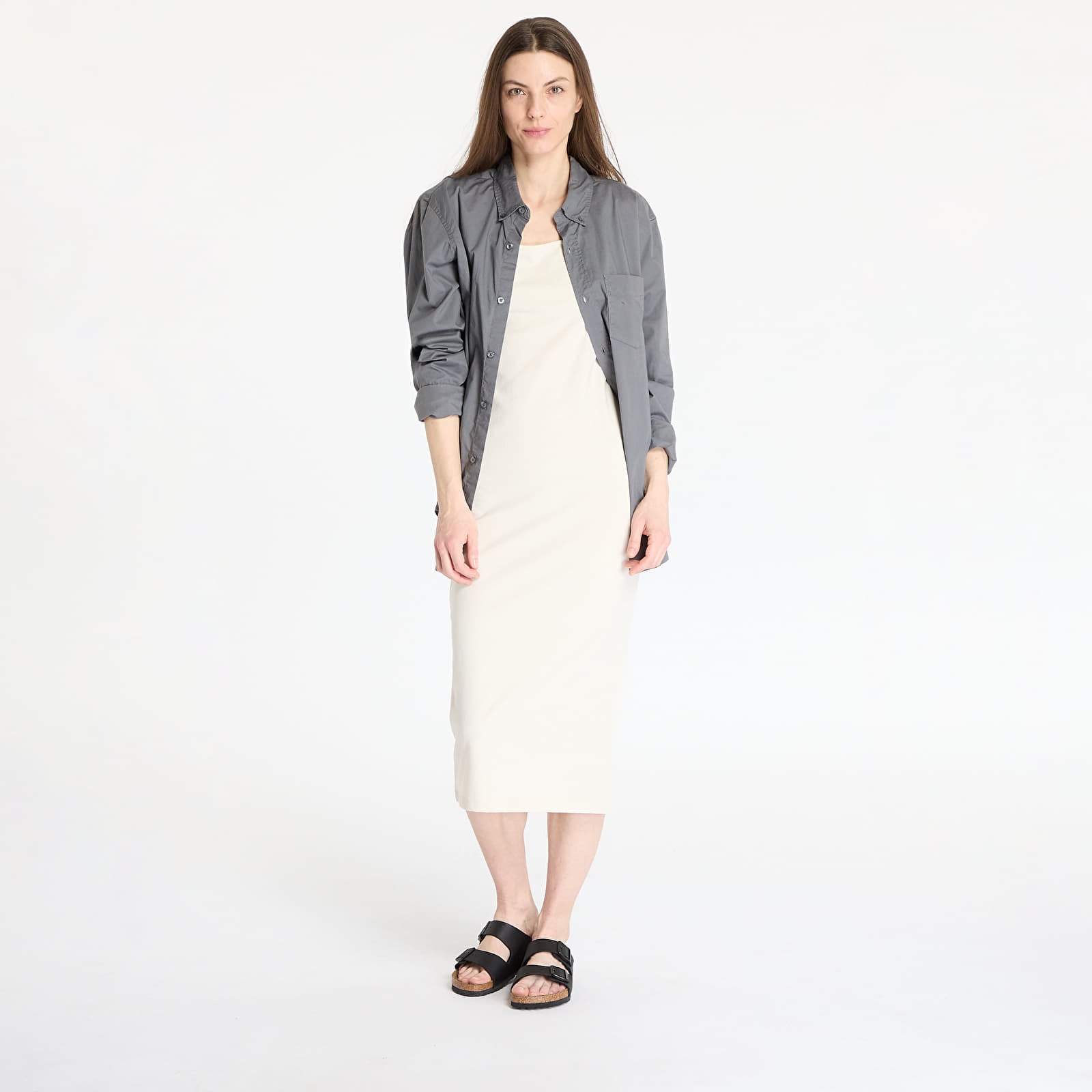 Kleidid Urban Classics Ladies Basic Long Cotton Jersey Dress Whitesand