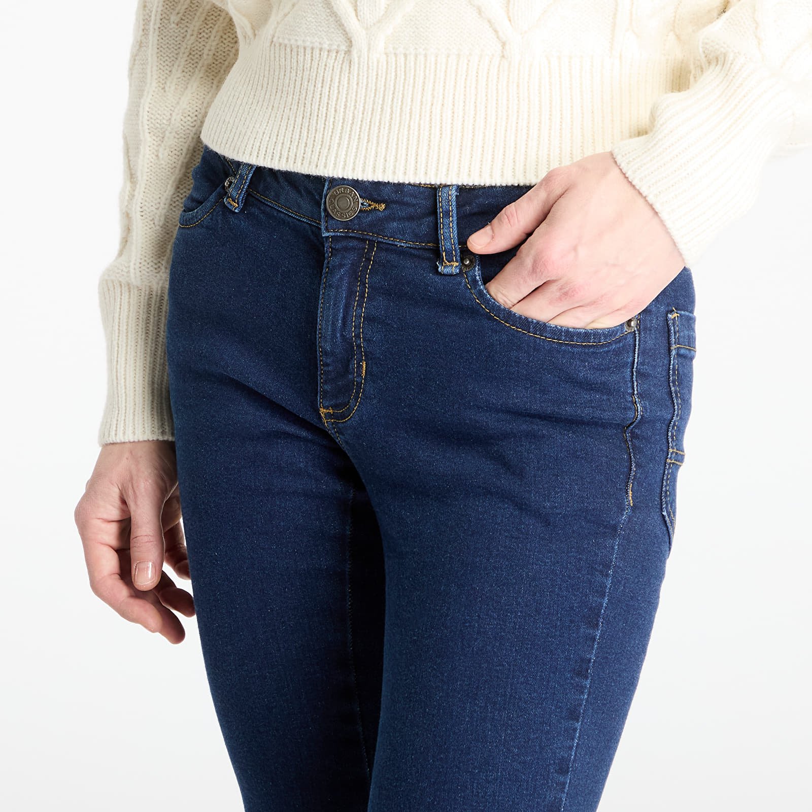 Bukser Urban Classics Ladies Organic Low Waist Flared Denim Mid Indigo Washed