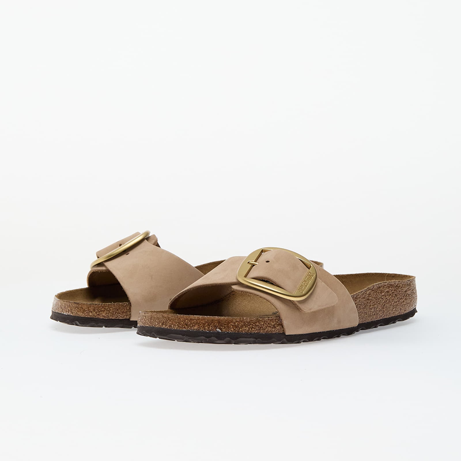 Naiste tossud ja kingad Birkenstock Madrid Big Buckle Natural Leather Nubuck Sandcastle