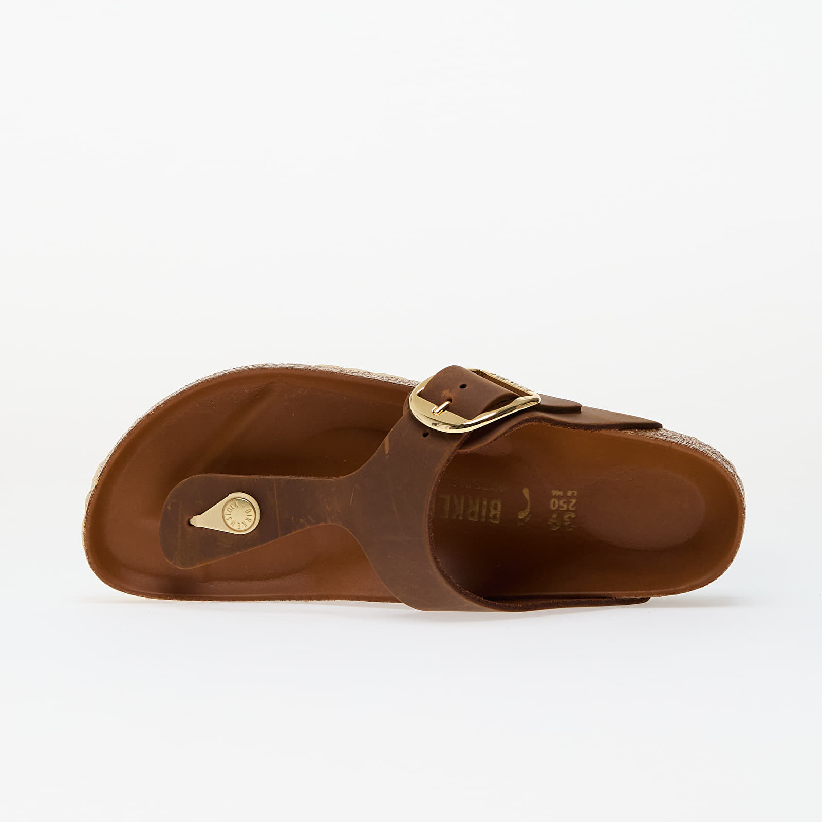 Women's sneakers and shoes Birkenstock Gizeh Big Buckle Natural Leather Oiled Cognac