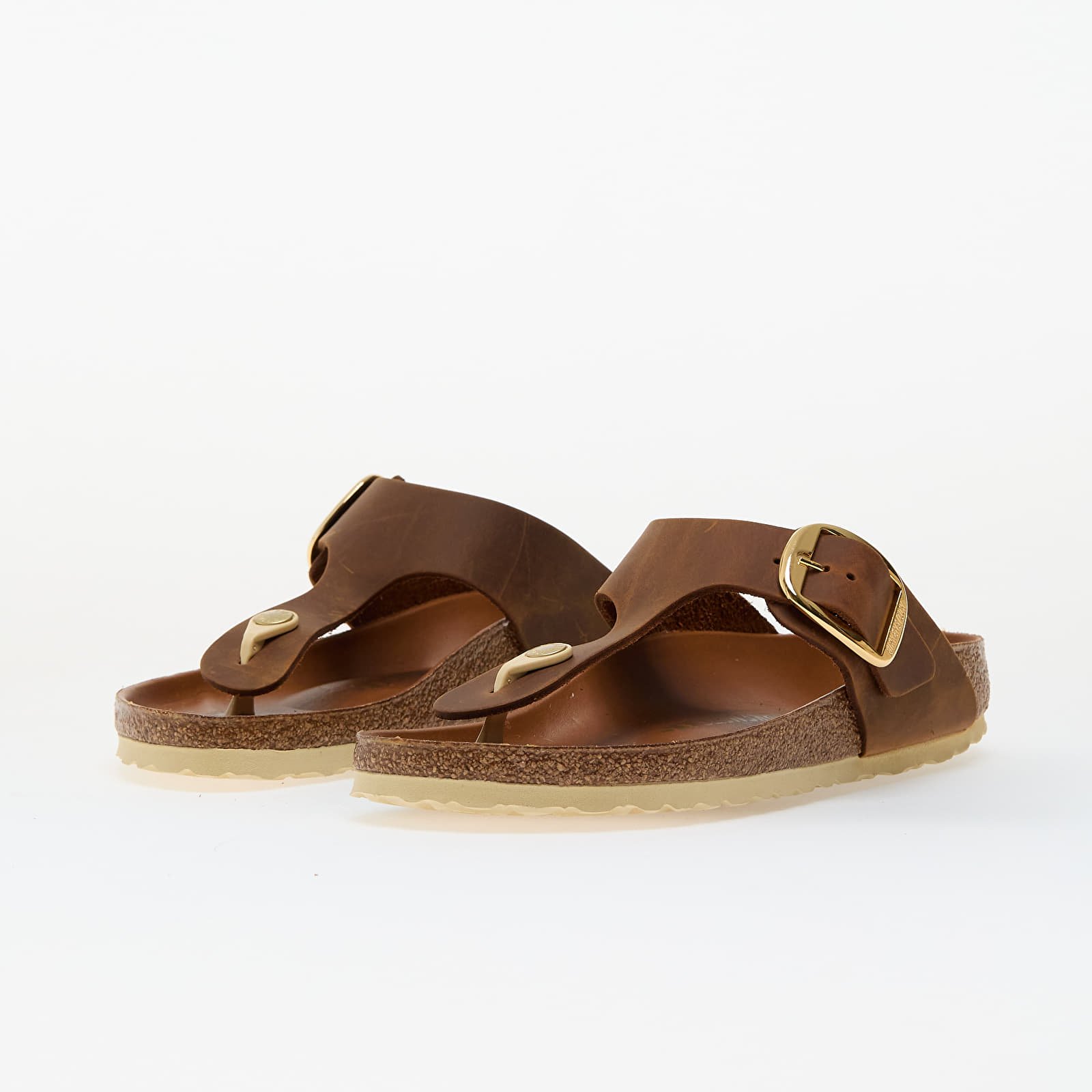 Women's sneakers and shoes Birkenstock Gizeh Big Buckle Natural Leather Oiled Cognac