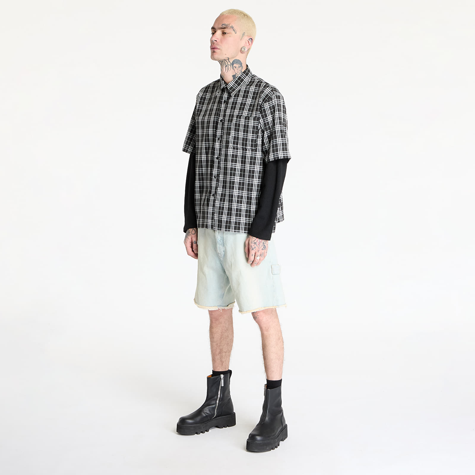 Vīriešu krekli Wasted Paris M Yard Tartan Shirt Age Black/ White