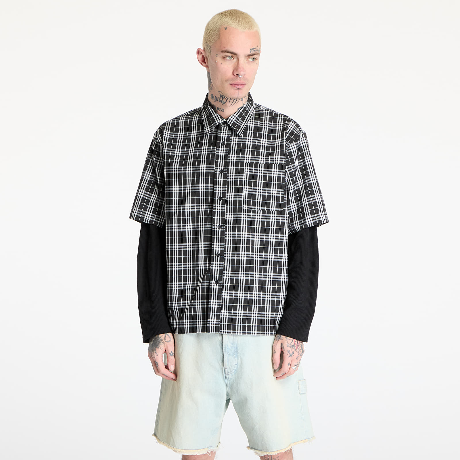 Vīriešu krekli Wasted Paris M Yard Tartan Shirt Age Black/ White