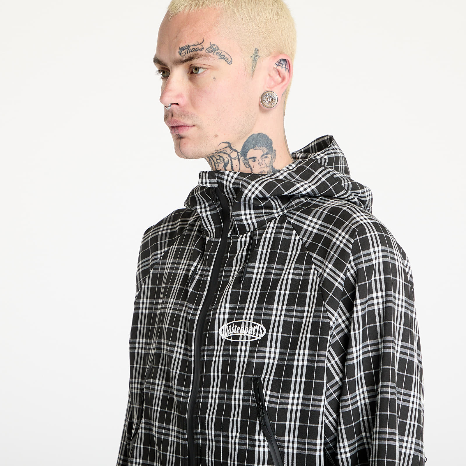 Men's windbreakers Wasted Paris M Yard Tartan Windbreaker Black/ White