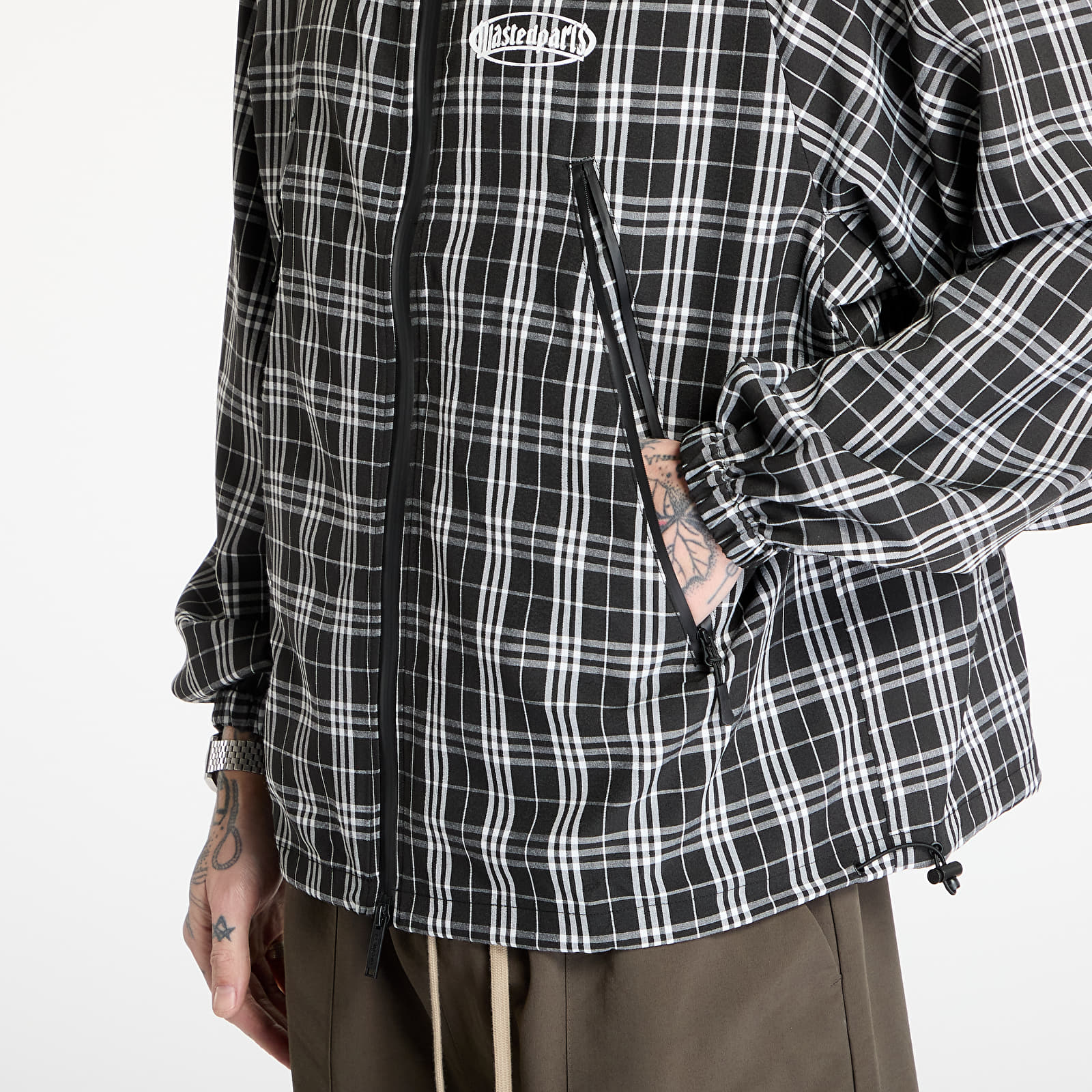 Men's windbreakers Wasted Paris M Yard Tartan Windbreaker Black/ White
