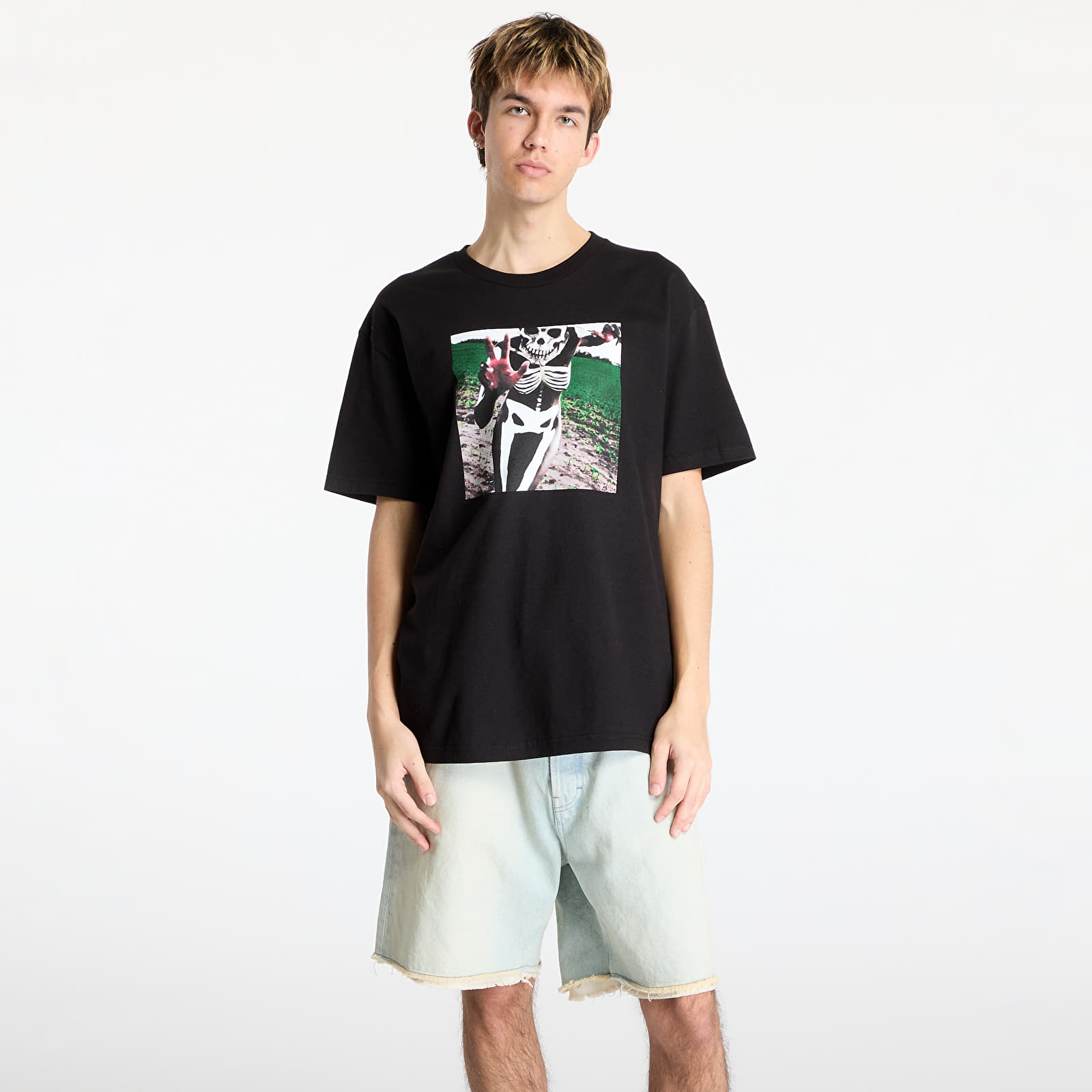 T-shirts hommes PLEASURES x Slipknot Skeleton T-Shirt Black