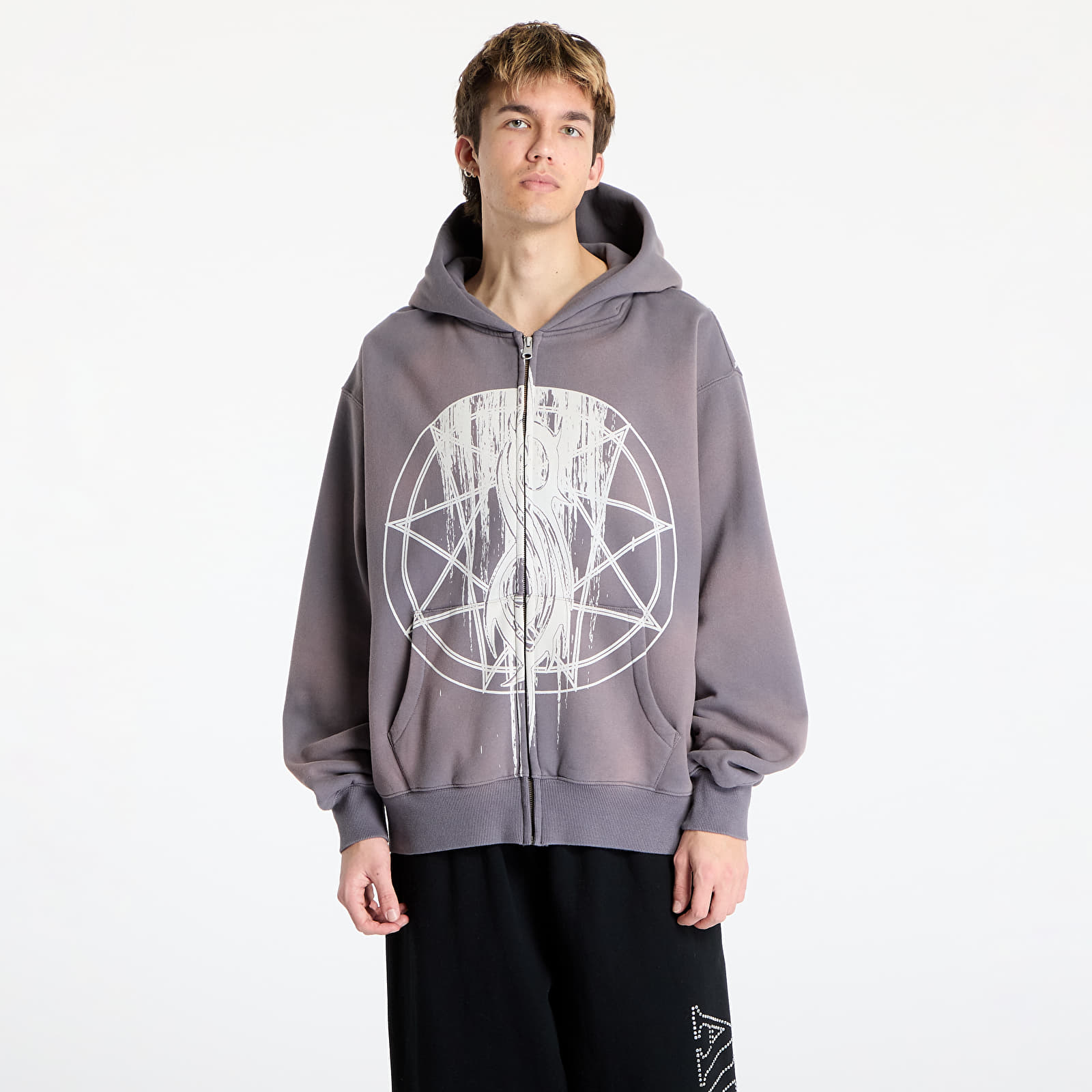 Felpe da uomo PLEASURES x Slipknot Nonagram Zip Hoodie Smoke