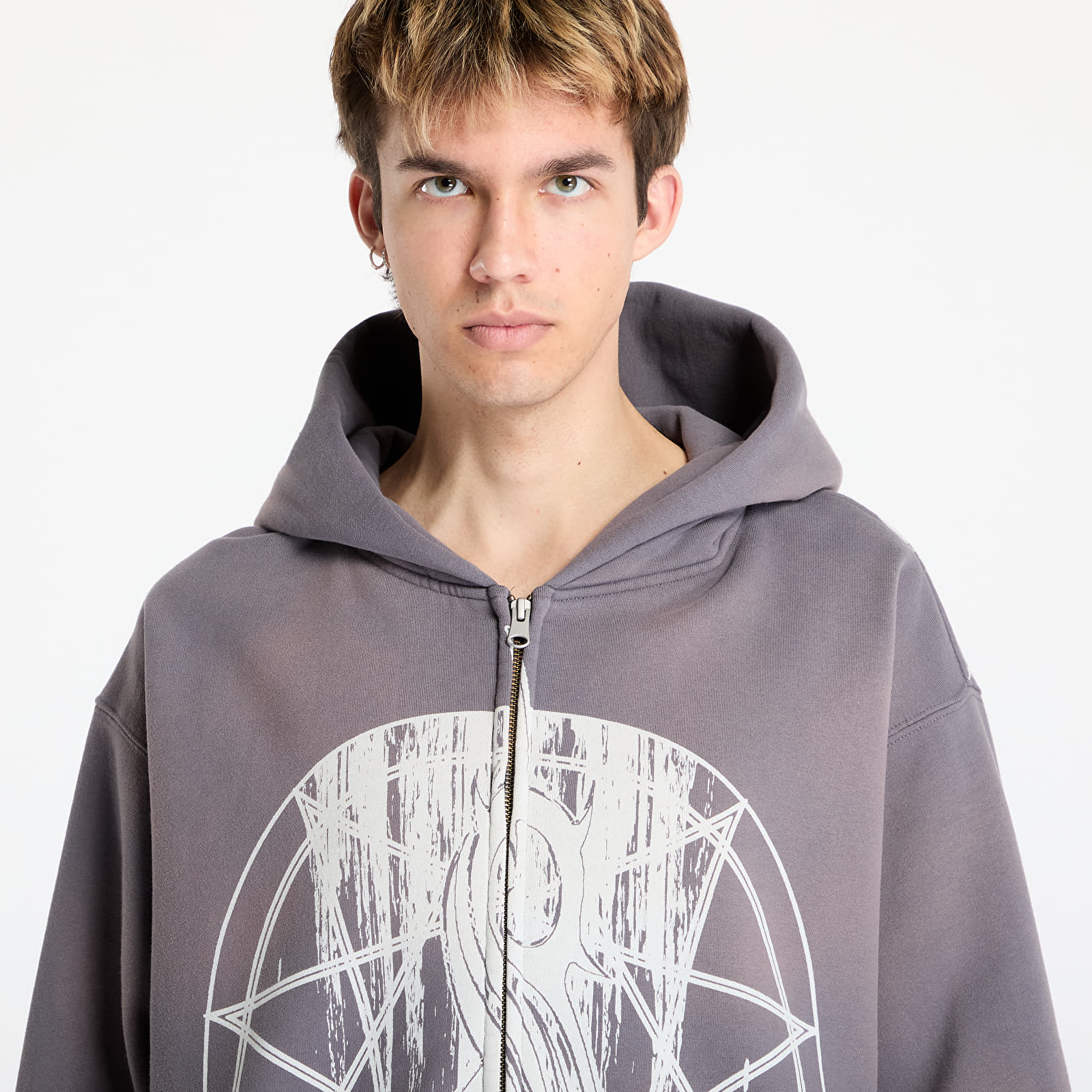 Felpe da uomo PLEASURES x Slipknot Nonagram Zip Hoodie Smoke