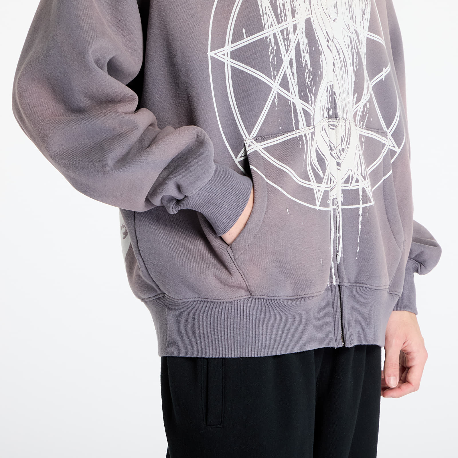 Felpe da uomo PLEASURES x Slipknot Nonagram Zip Hoodie Smoke
