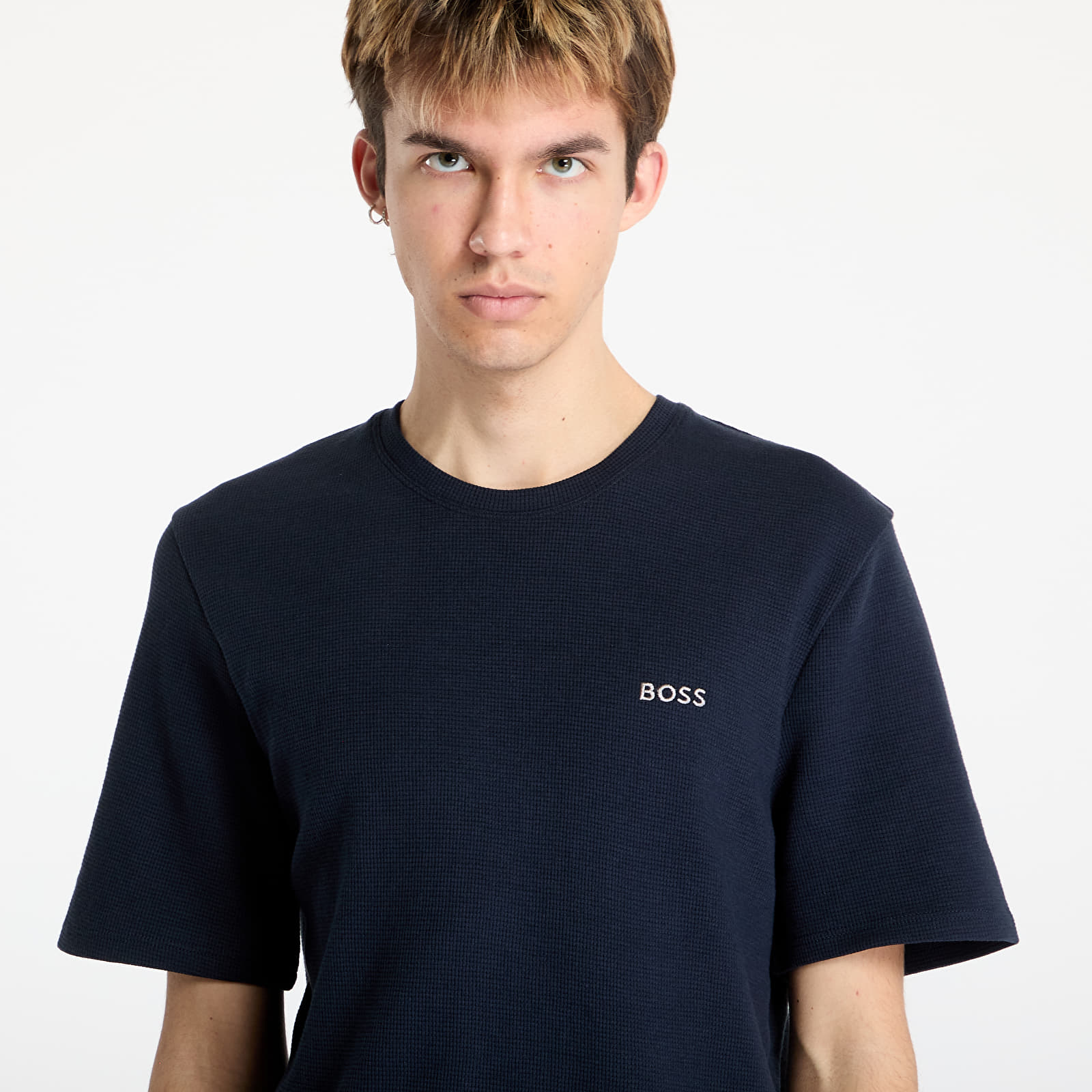 Men's T-shirts Hugo Boss Men's Waffle T-Shirt Blue