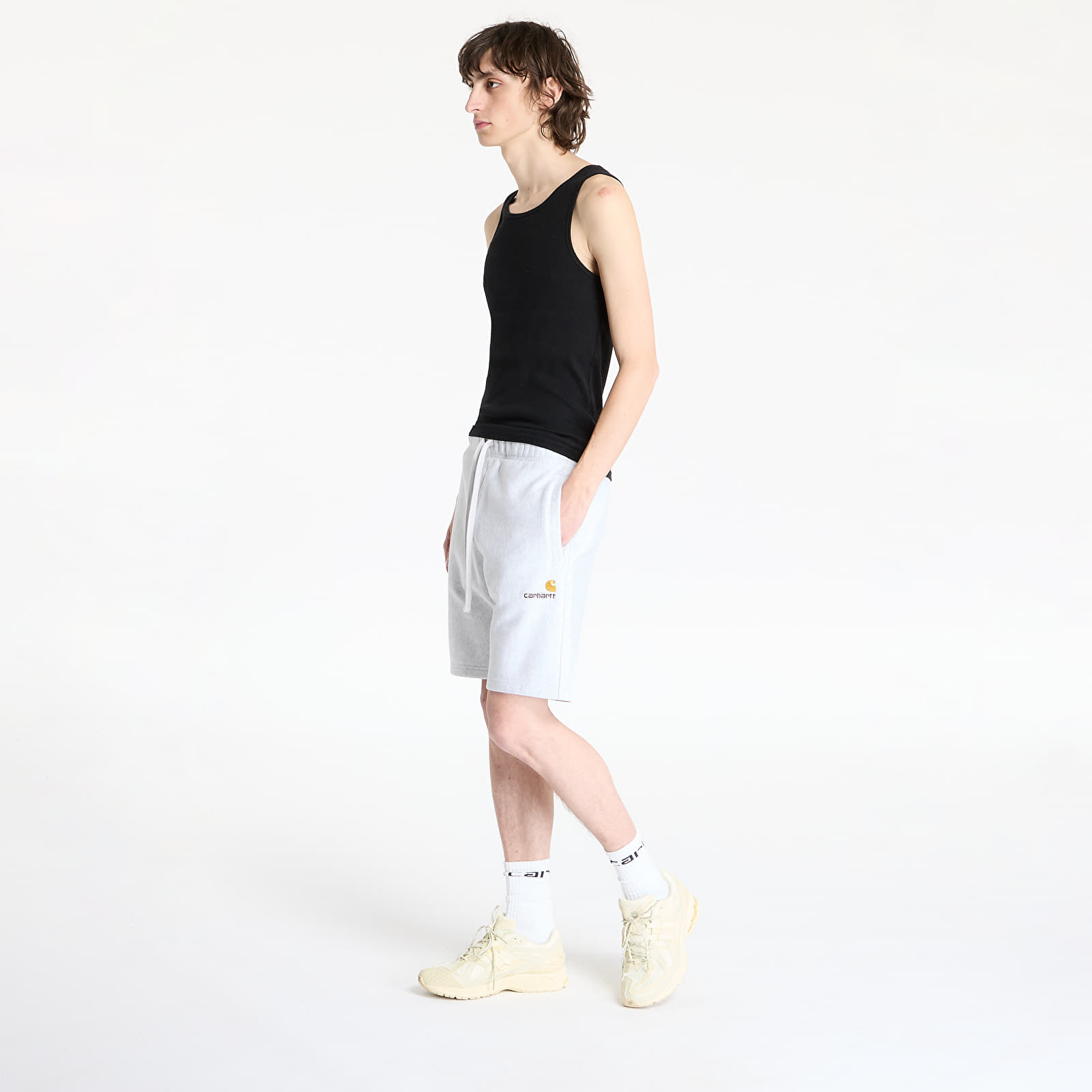 Men's shorts Carhartt WIP American Script Sweat Short Ash Heather