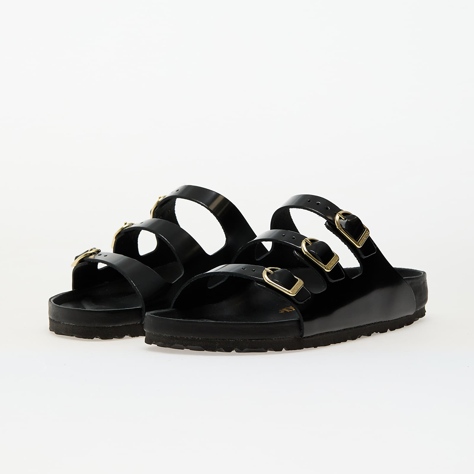 Naiste tossud ja kingad Birkenstock Florida Fresh Natural Leather Patent High-Shine Black