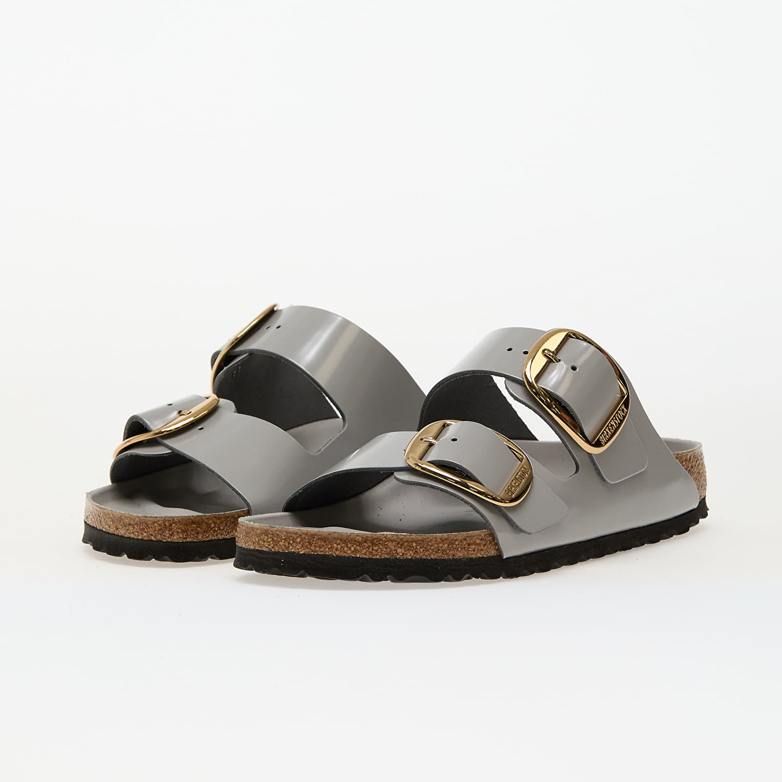 Naiste tossud ja kingad Birkenstock Arizona Big Buckle Natural Leather Patent High-Shine Stone Coin