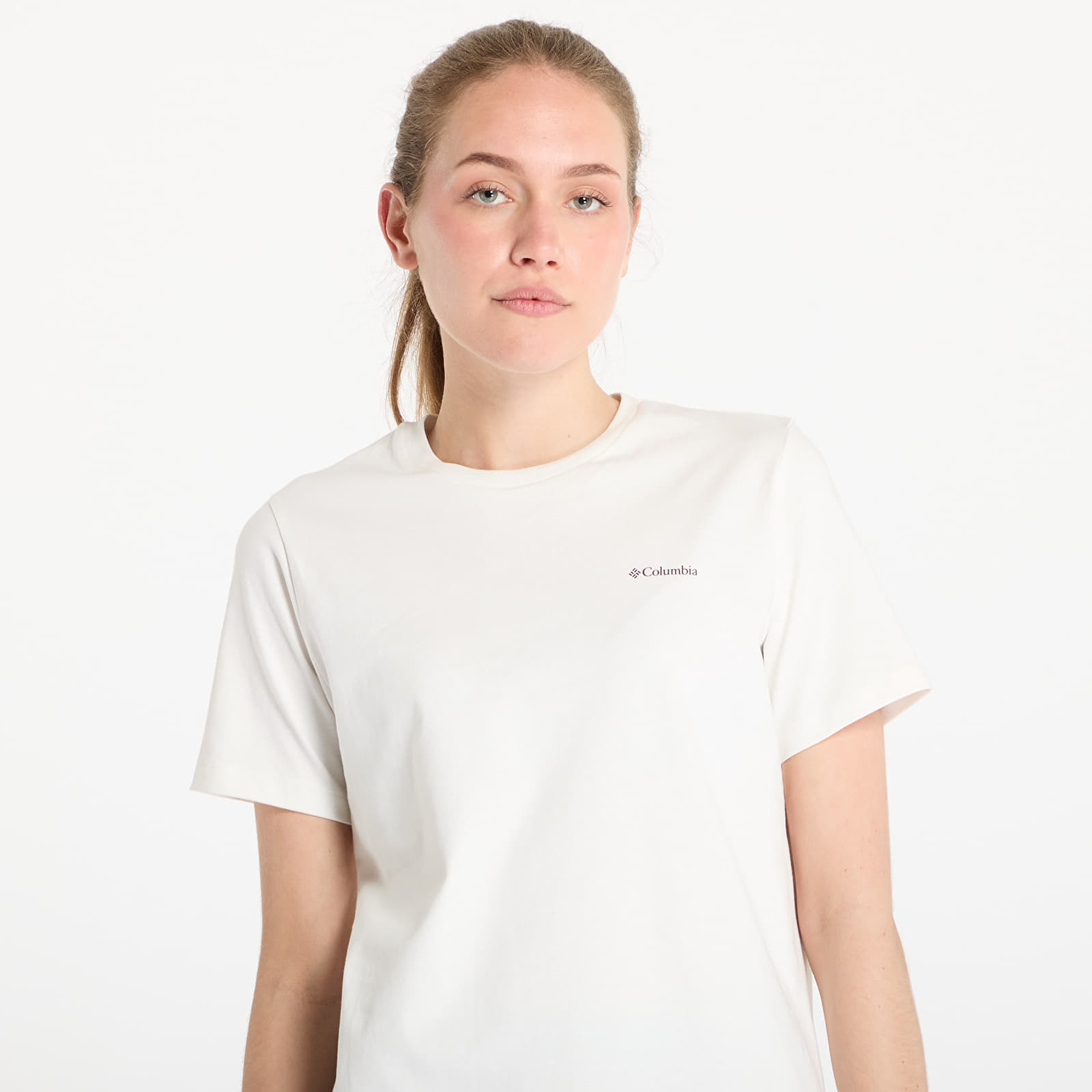 Women's T-shirts Columbia Boundless Beauty™ Logo Shortsleeve Tee Sea Salt/ Linear View