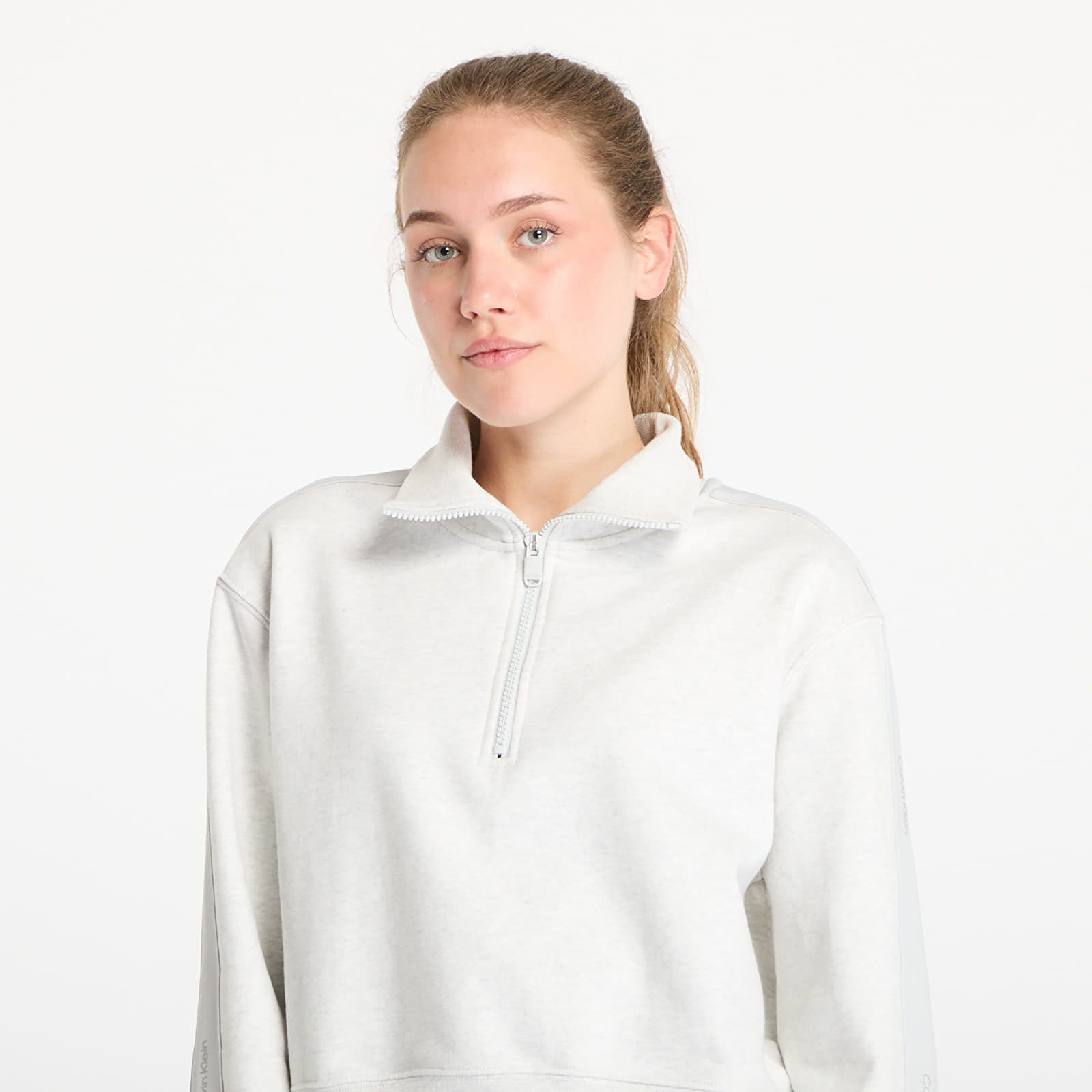 Dámske mikiny Calvin Klein Sport Pw - 1/4 Zip Sweatshirt Gray