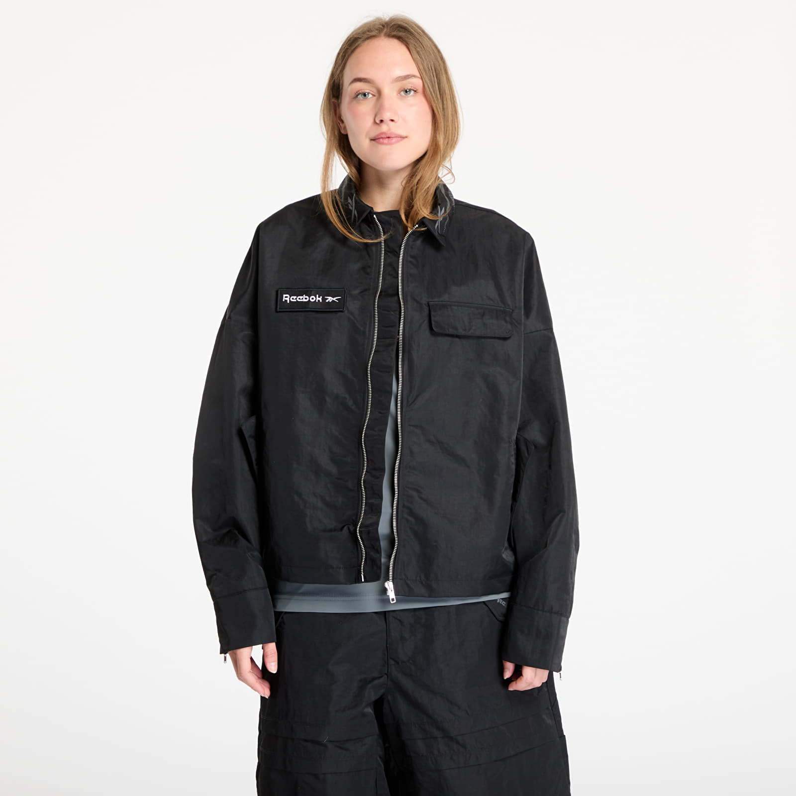 Podkoszulki Reebok Zipped Overshirt UNISEX Washed Black