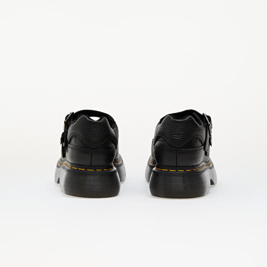 Dr. Martens Buzz Mary Jane Scarpa Donna, Nappa Zigrinata Martellata, Suola In PVC Rialzata, 2 Cinturini Regolabili, Cuciture Gialle E Costruzione Goodyear, Tacco 3.8 Cm