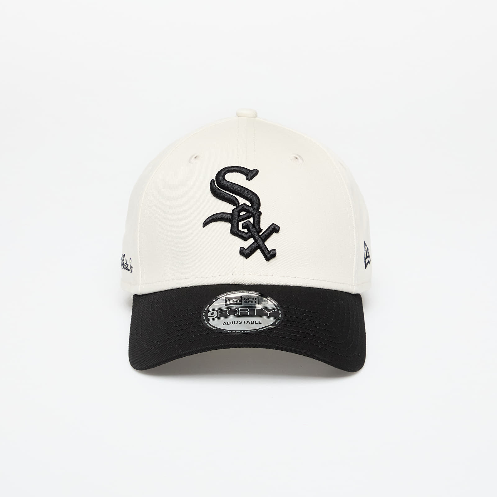 Gorras New Era Chicago White Sox 9FORTY Side Script Adjustable Cap Ivory/ Black