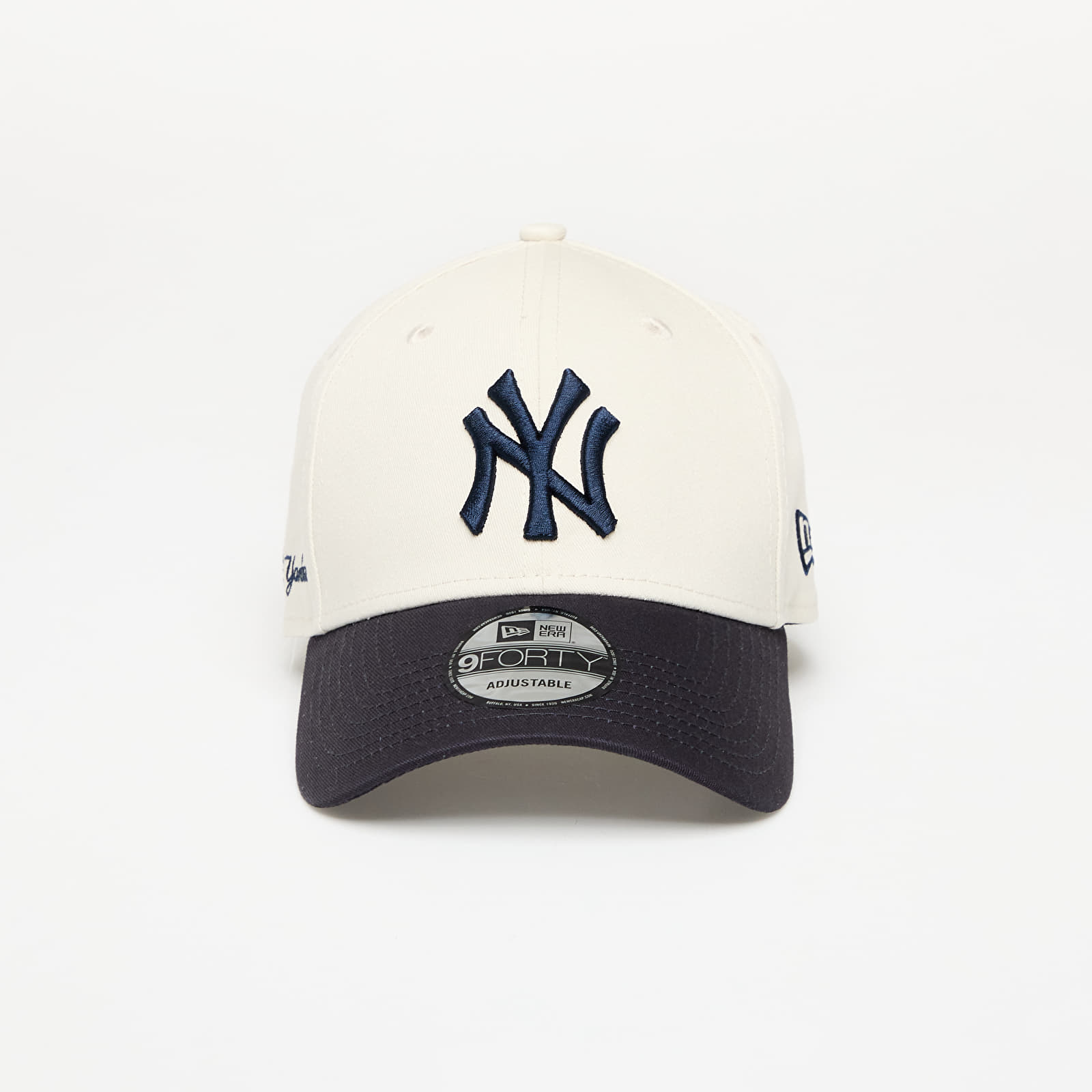 Gorras New Era New York Yankees 9FORTY Side Script Adjustable Cap Ivory/ Navy