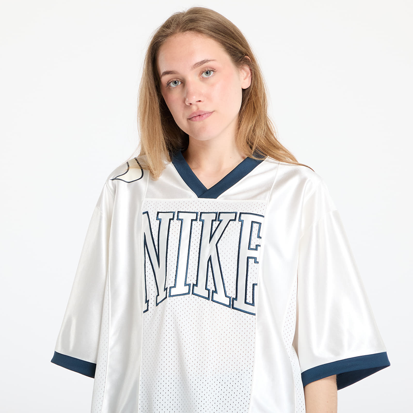 Dotjeran Nike Sportswear Street Women's Oversized Short-Sleeve Graphic Jersey Sail/ Armory Navy