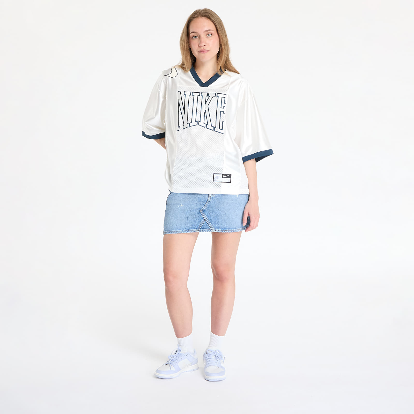 Dotjeran Nike Sportswear Street Women's Oversized Short-Sleeve Graphic Jersey Sail/ Armory Navy