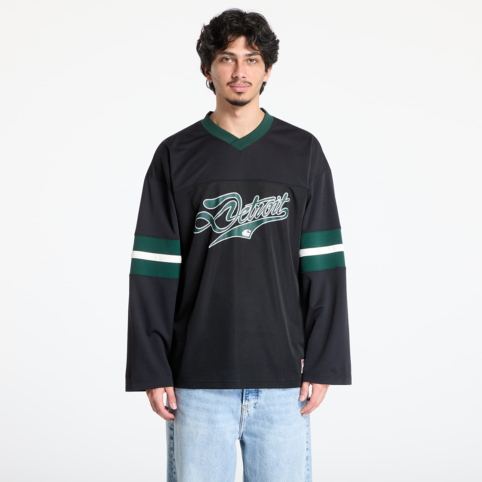 Koszulki męskie Carhartt WIP Long Sleeve Detroit Mesh T-Shirt UNISEX Black/ Conifer/ Wax