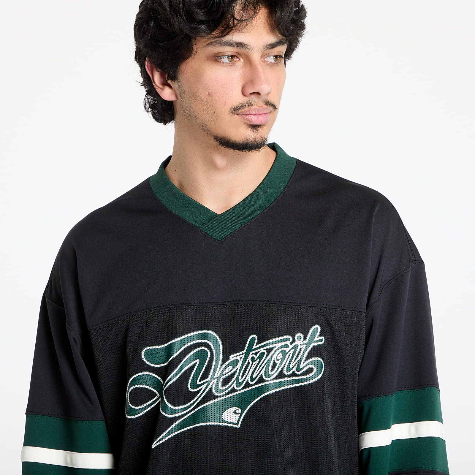 Koszulki męskie Carhartt WIP Long Sleeve Detroit Mesh T-Shirt UNISEX Black/ Conifer/ Wax