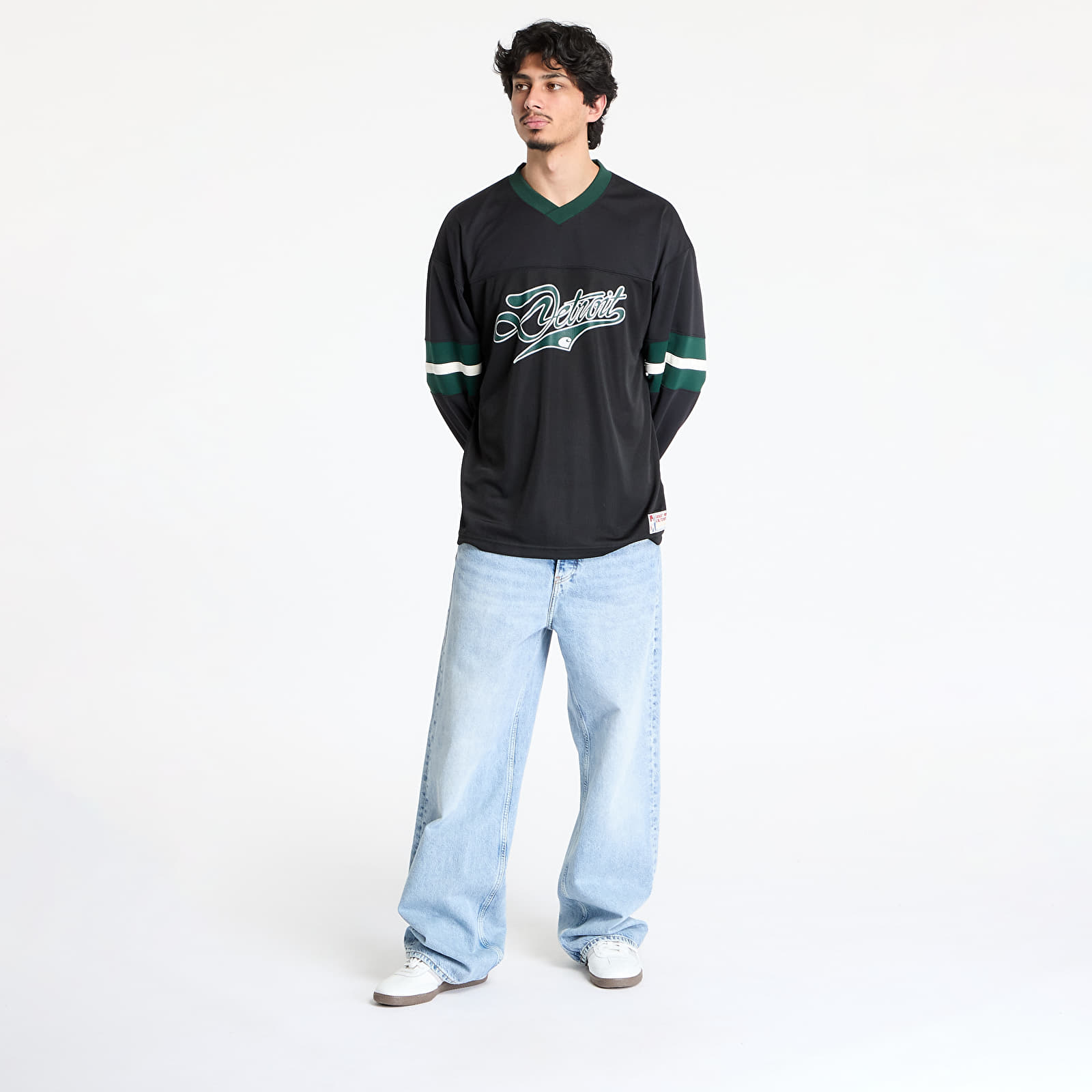 Koszulki męskie Carhartt WIP Long Sleeve Detroit Mesh T-Shirt UNISEX Black/ Conifer/ Wax