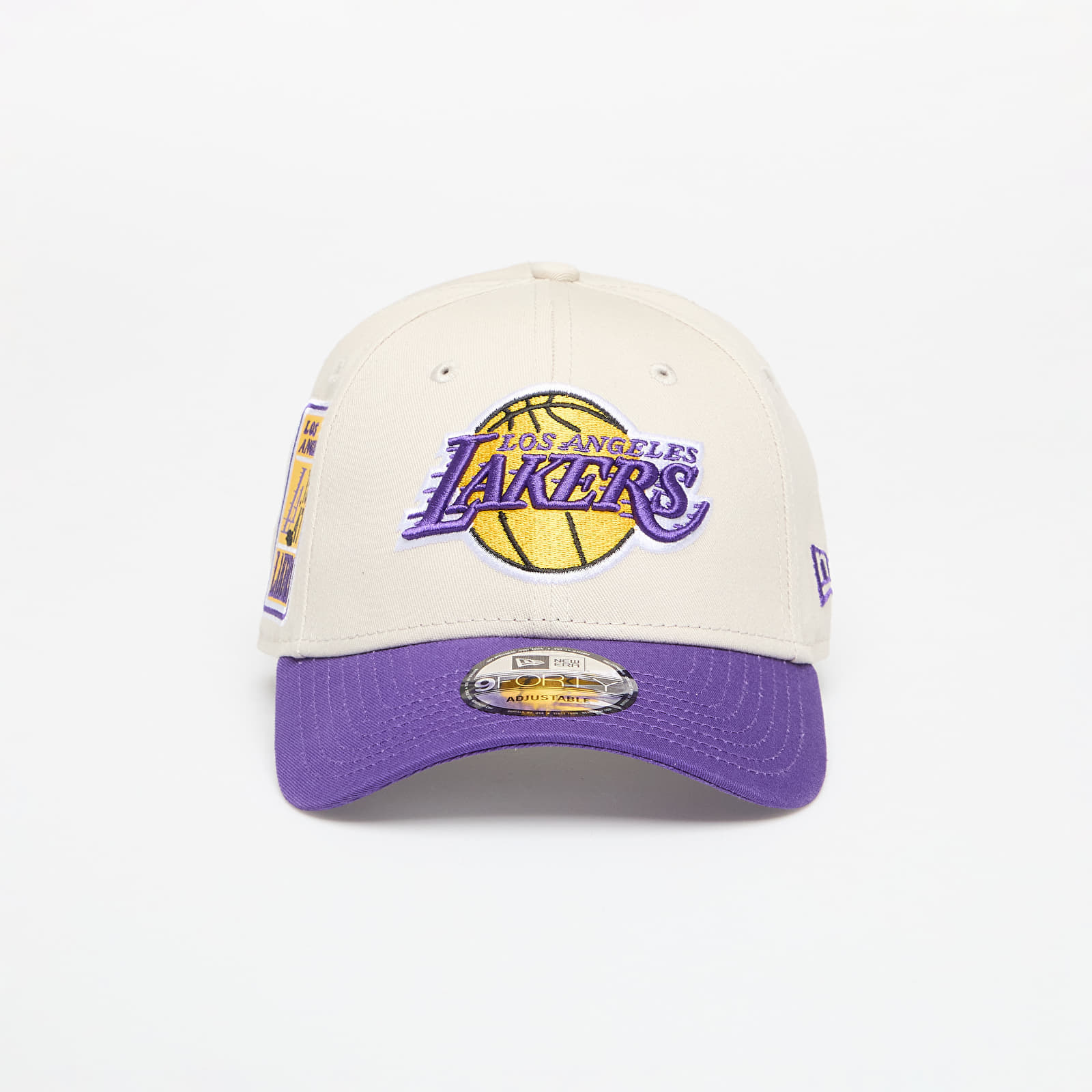 New Era Los Angeles Lakers 9FORTY Contrast Patch Adjustable Cap Stone/ True Purple Universal