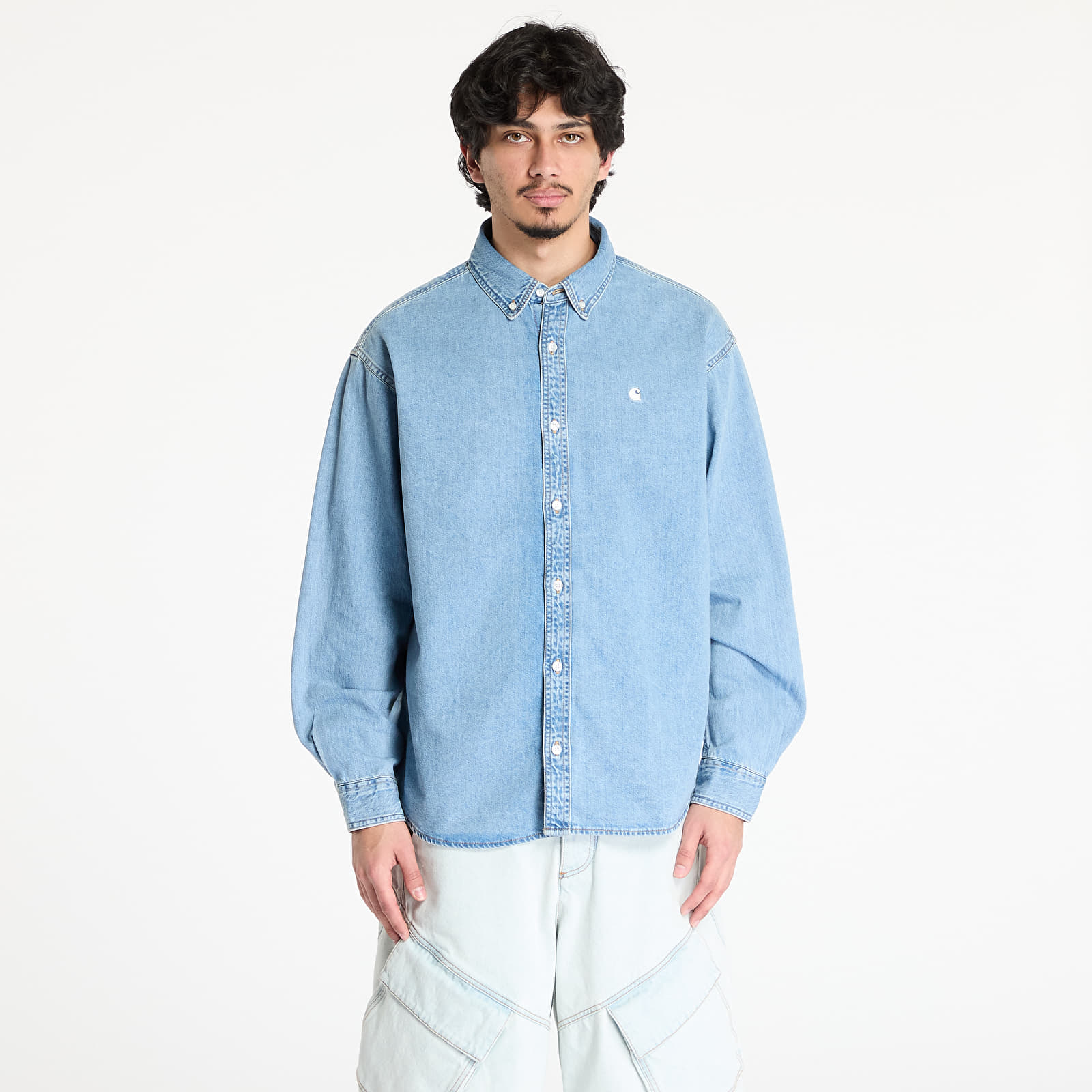Meeste särgid Carhartt WIP L/S Lucas Shirt UNISEX Blue Bleached