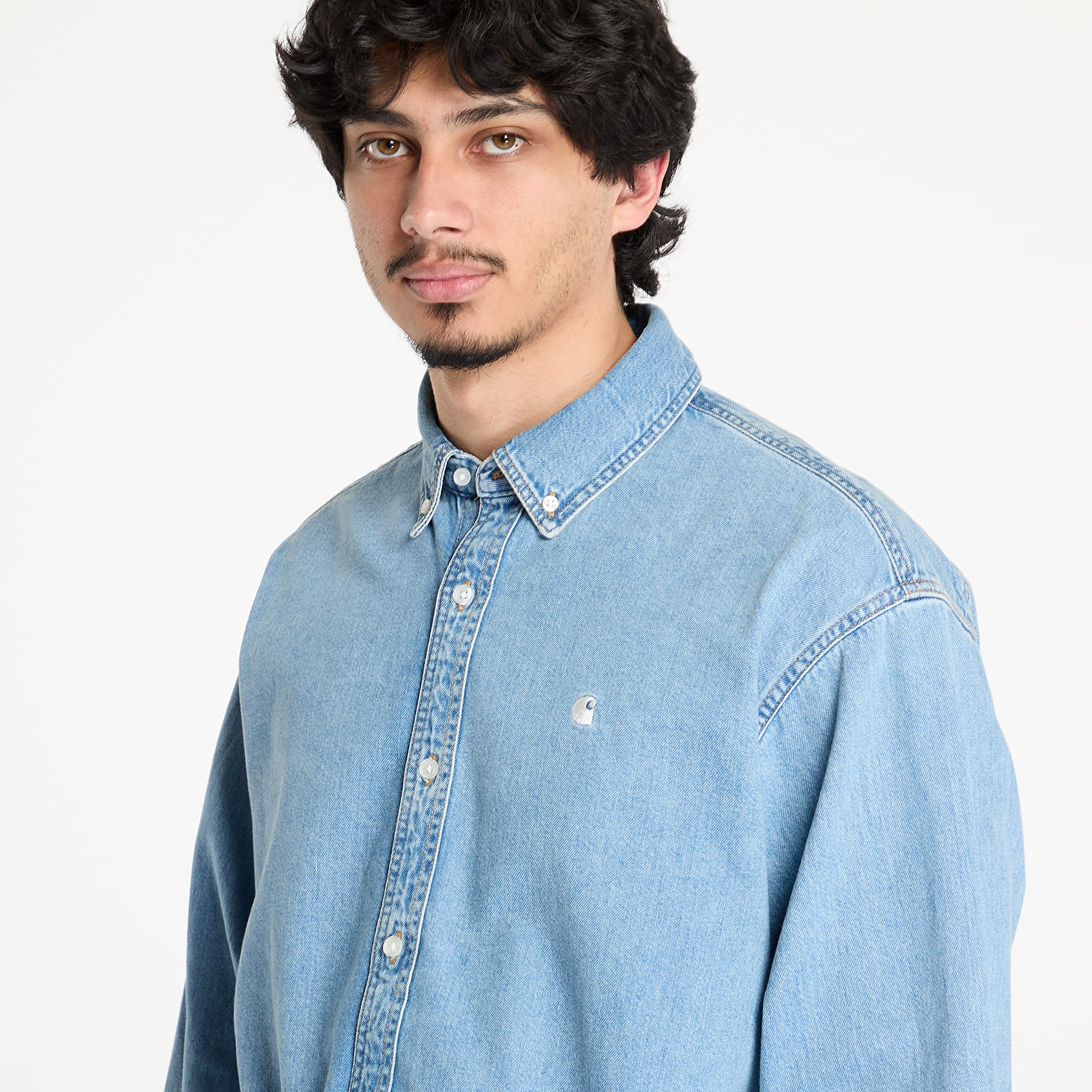 Meeste särgid Carhartt WIP L/S Lucas Shirt UNISEX Blue Bleached
