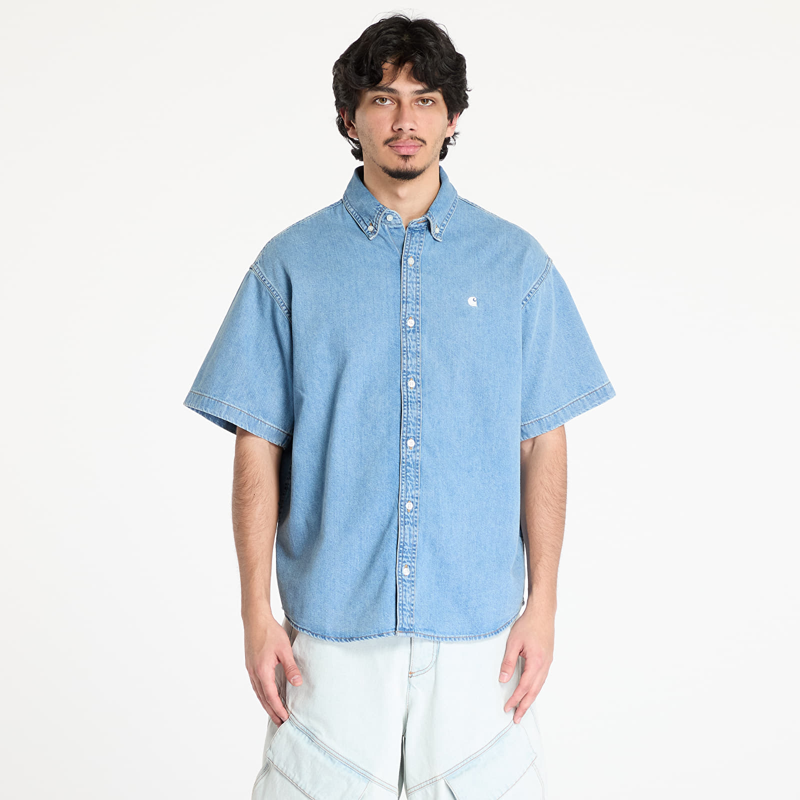 Meeste särgid Carhartt WIP S/S Lucas Shirt UNISEX Blue Bleached