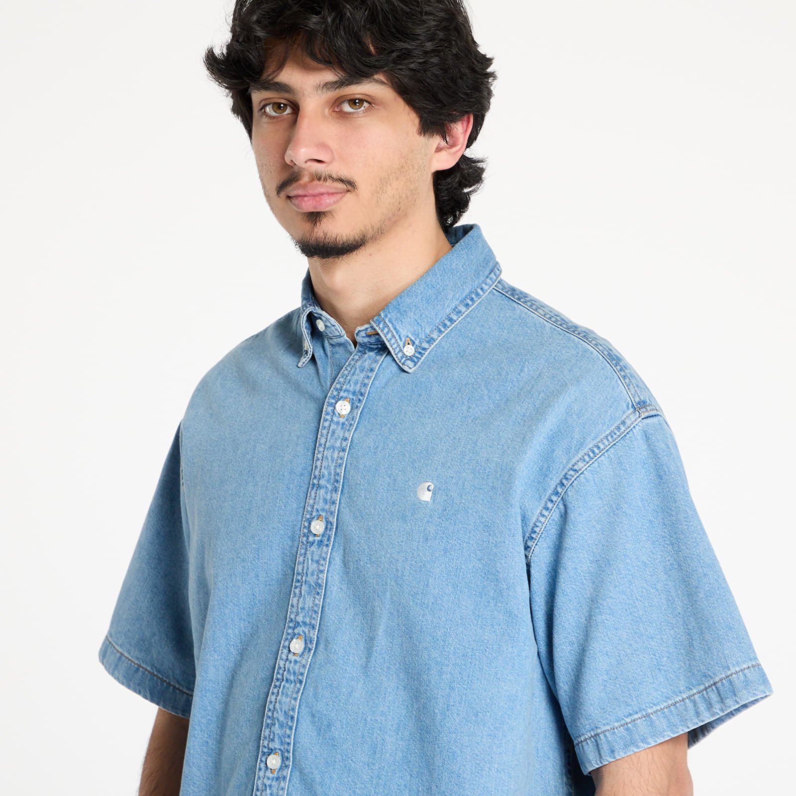 Meeste särgid Carhartt WIP S/S Lucas Shirt UNISEX Blue Bleached