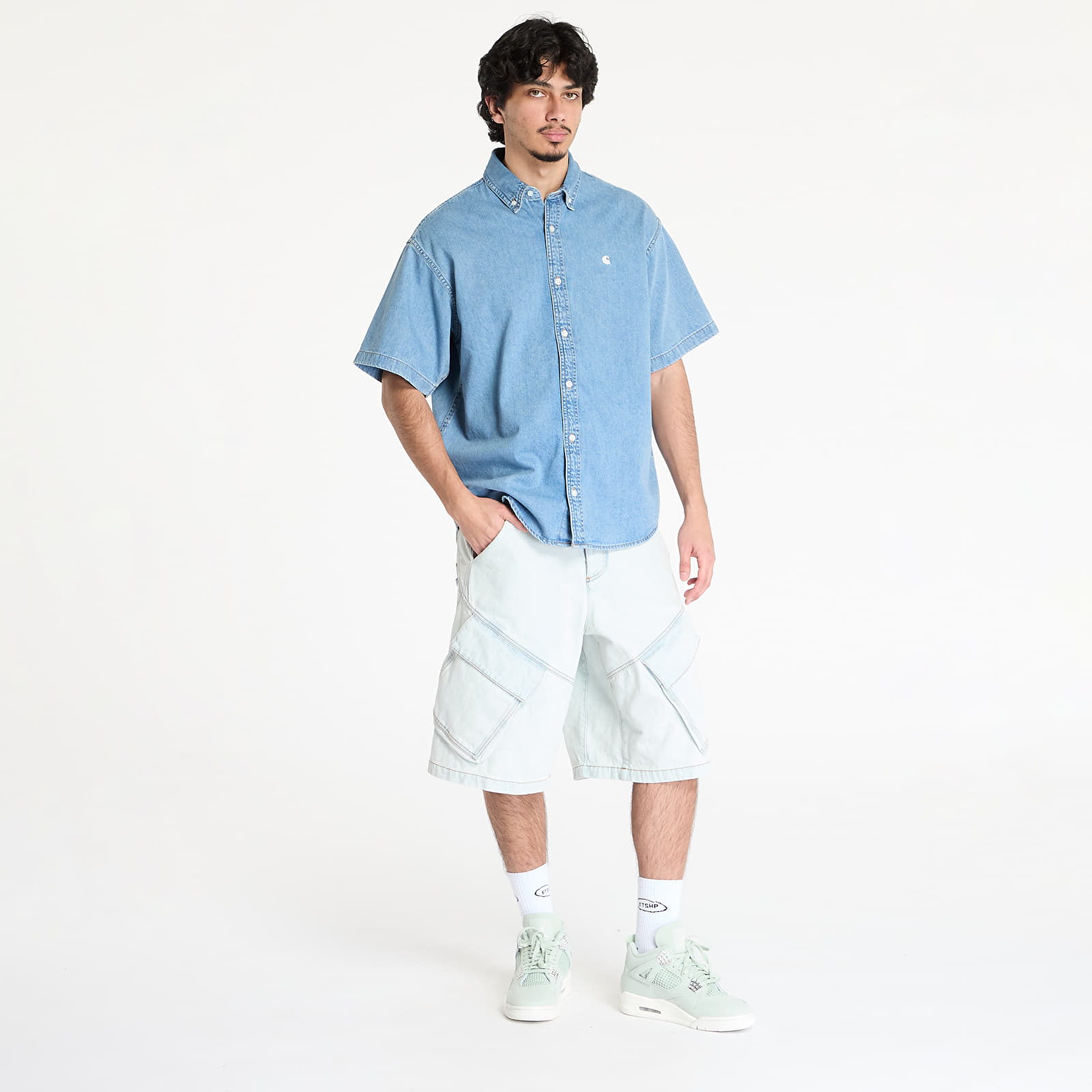 Meeste särgid Carhartt WIP S/S Lucas Shirt UNISEX Blue Bleached