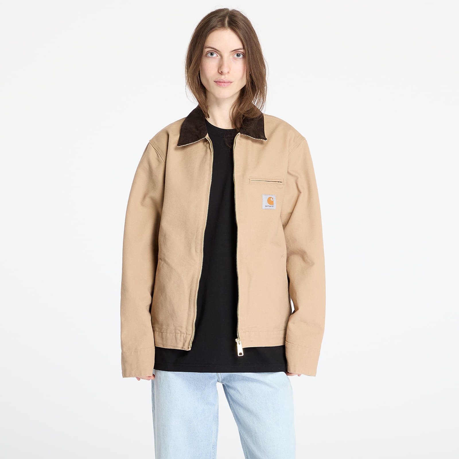 Férfi kabátok Carhartt WIP Detroit Jacket UNISEX Dusty H Brown/ Tobacco Rinsed