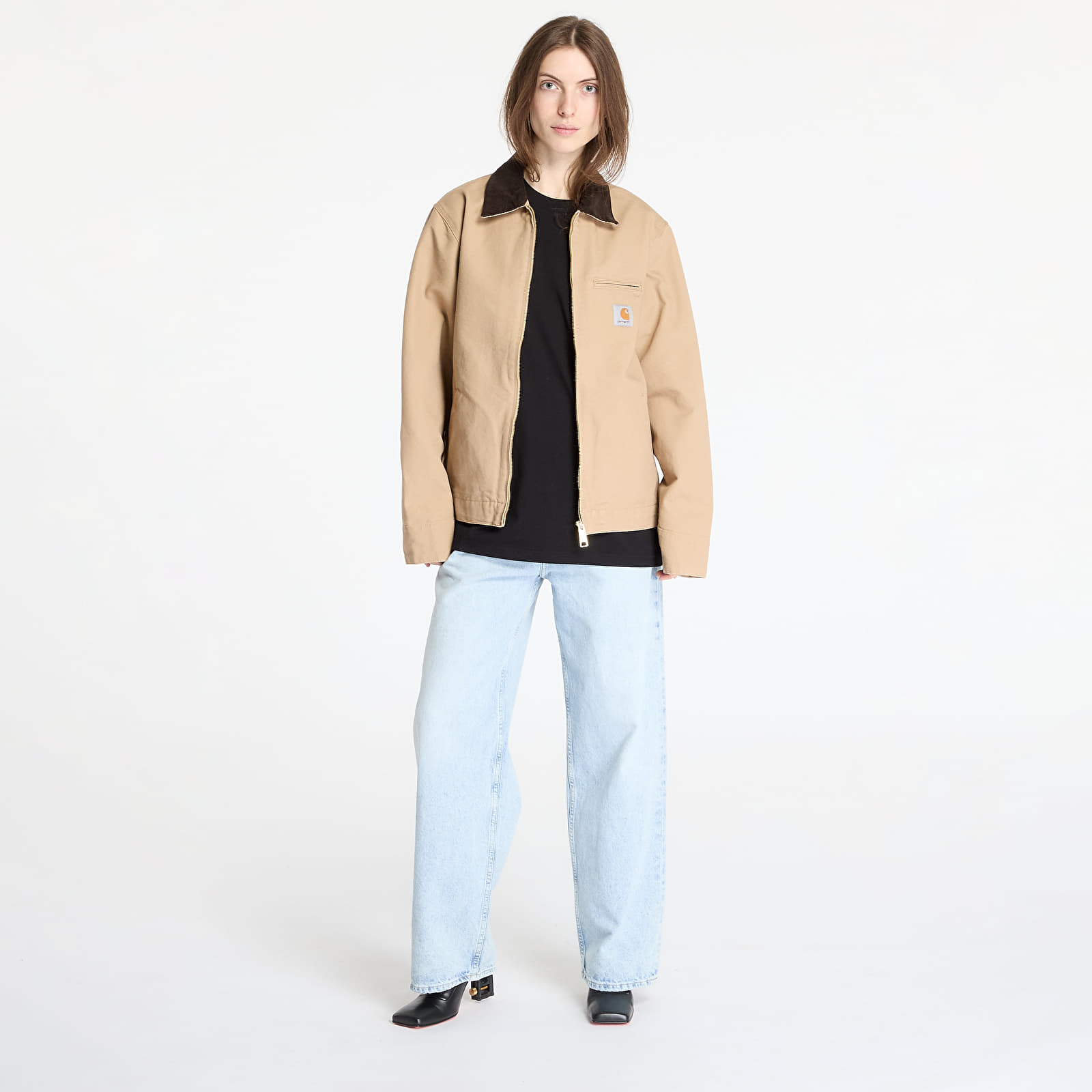 Férfi kabátok Carhartt WIP Detroit Jacket UNISEX Dusty H Brown/ Tobacco Rinsed