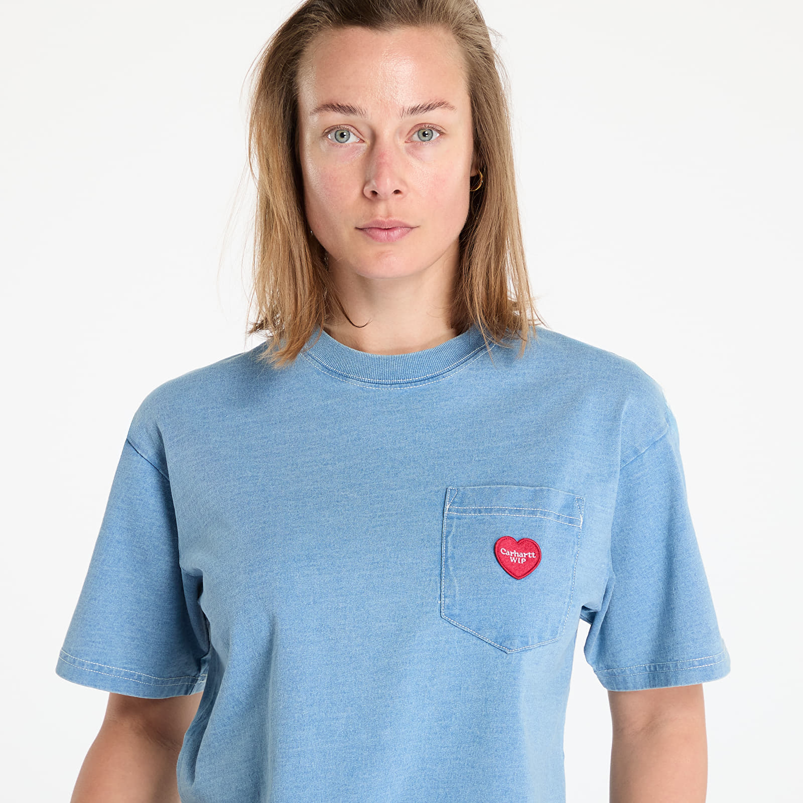 Miesten T-paidat Carhartt WIP S/S Ingo Pocket T-Shirt UNISEX Light Blue Garment Dyed