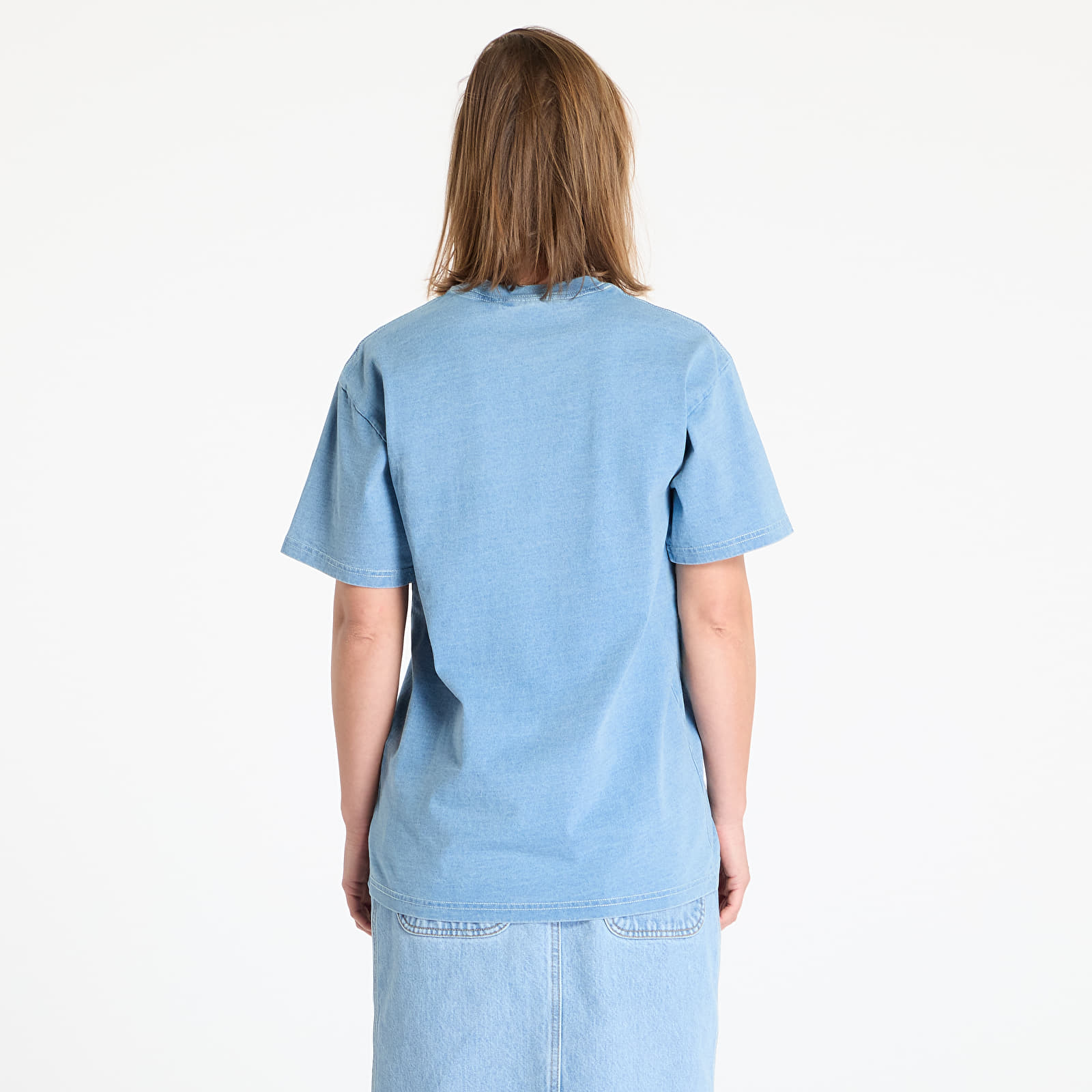 Miesten T-paidat Carhartt WIP S/S Ingo Pocket T-Shirt UNISEX Light Blue Garment Dyed