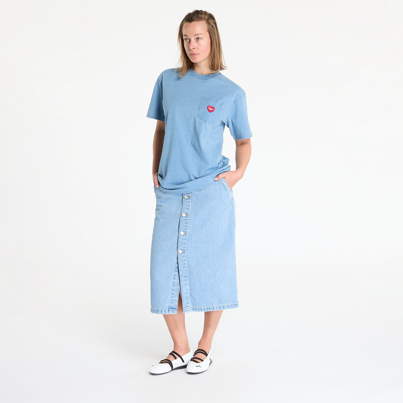 Miesten T-paidat Carhartt WIP S/S Ingo Pocket T-Shirt UNISEX Light Blue Garment Dyed