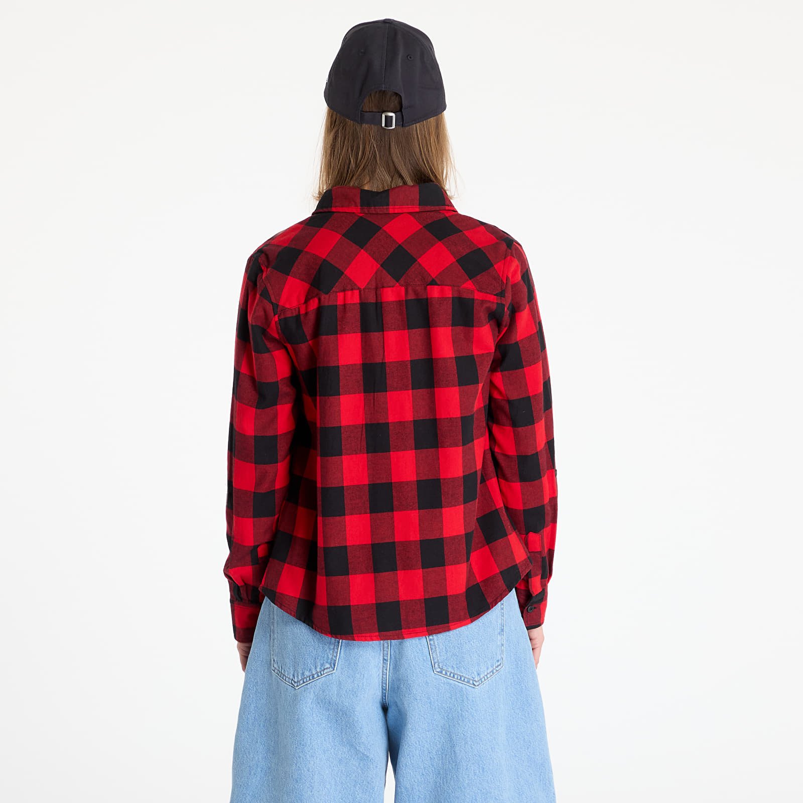 Košile Urban Classics Ladies Turnup Checked Flanell Shirt Black/ Red