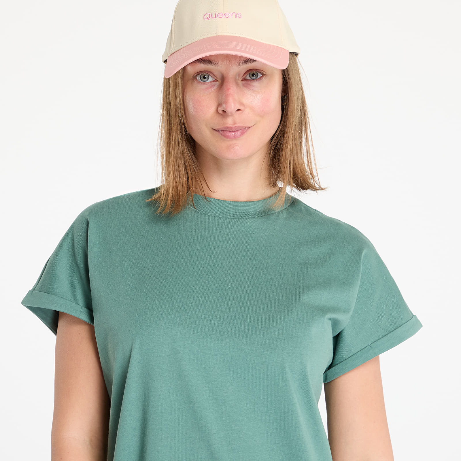 Kleidid Urban Classics Ladies Organic Cotton Cut On Sleeve Tee Dress Green