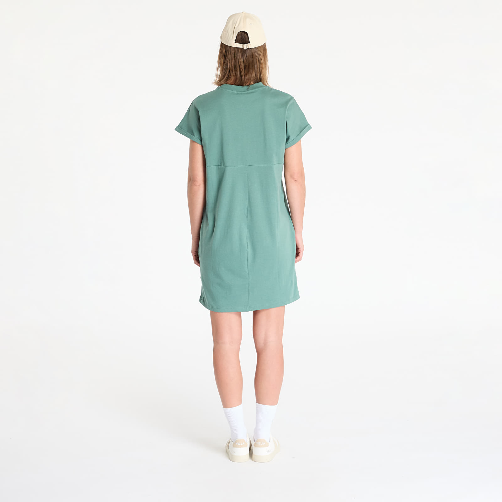 Kleidid Urban Classics Ladies Organic Cotton Cut On Sleeve Tee Dress Green