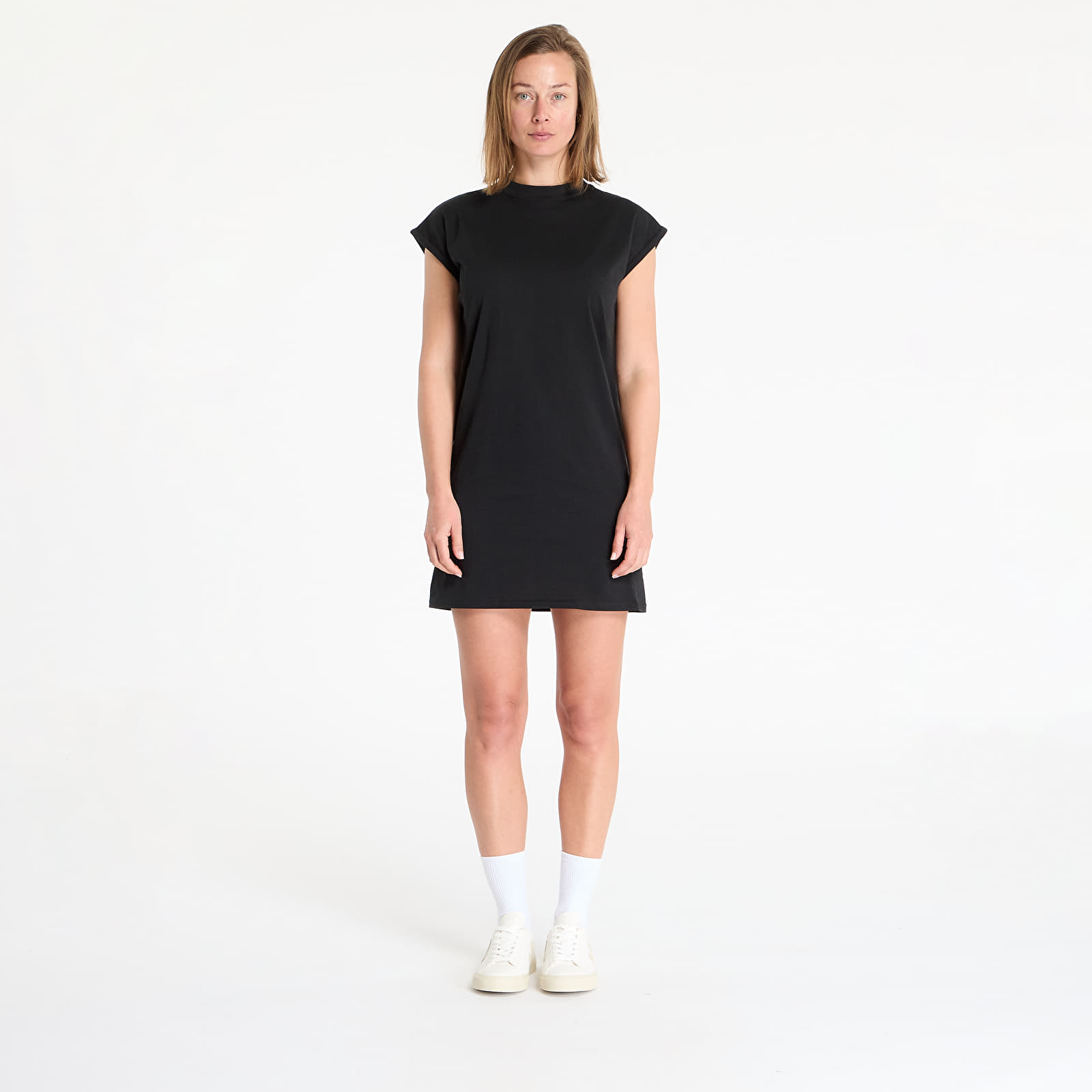 Kleider Urban Classics Ladies Turtle Extended Shoulder Dress Black
