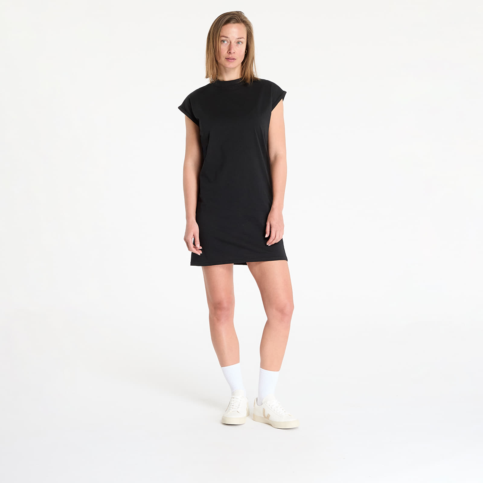 Kleider Urban Classics Ladies Turtle Extended Shoulder Dress Black