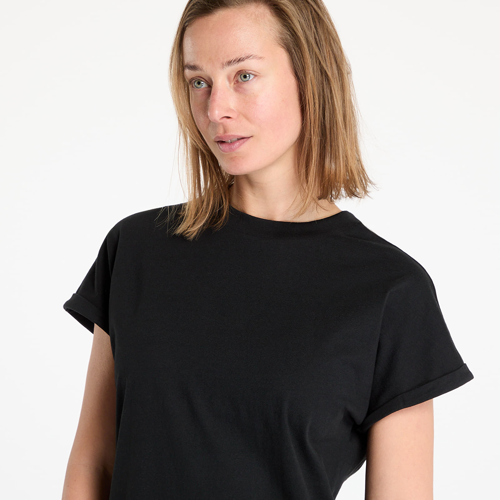 Dresses Urban Classics Ladies Organic Cotton Cut On Sleeve Tee Dress Black