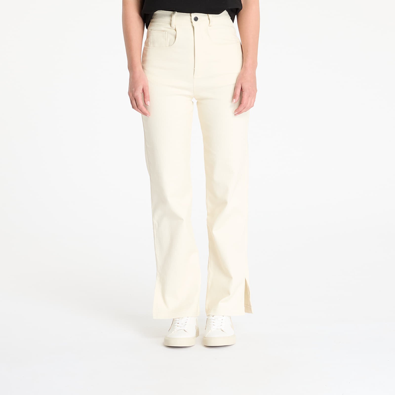 Dżinsy i spodnie Sixth June Slit Wide Leg Pants Cream