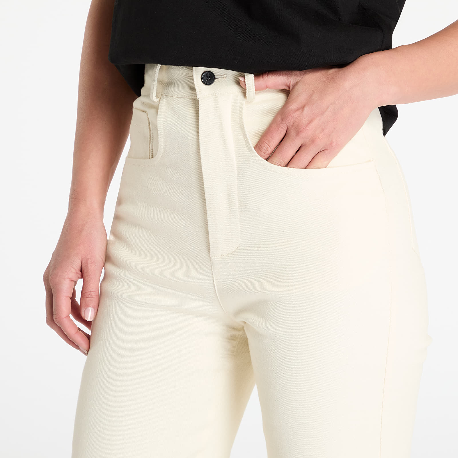 Dżinsy i spodnie Sixth June Slit Wide Leg Pants Cream