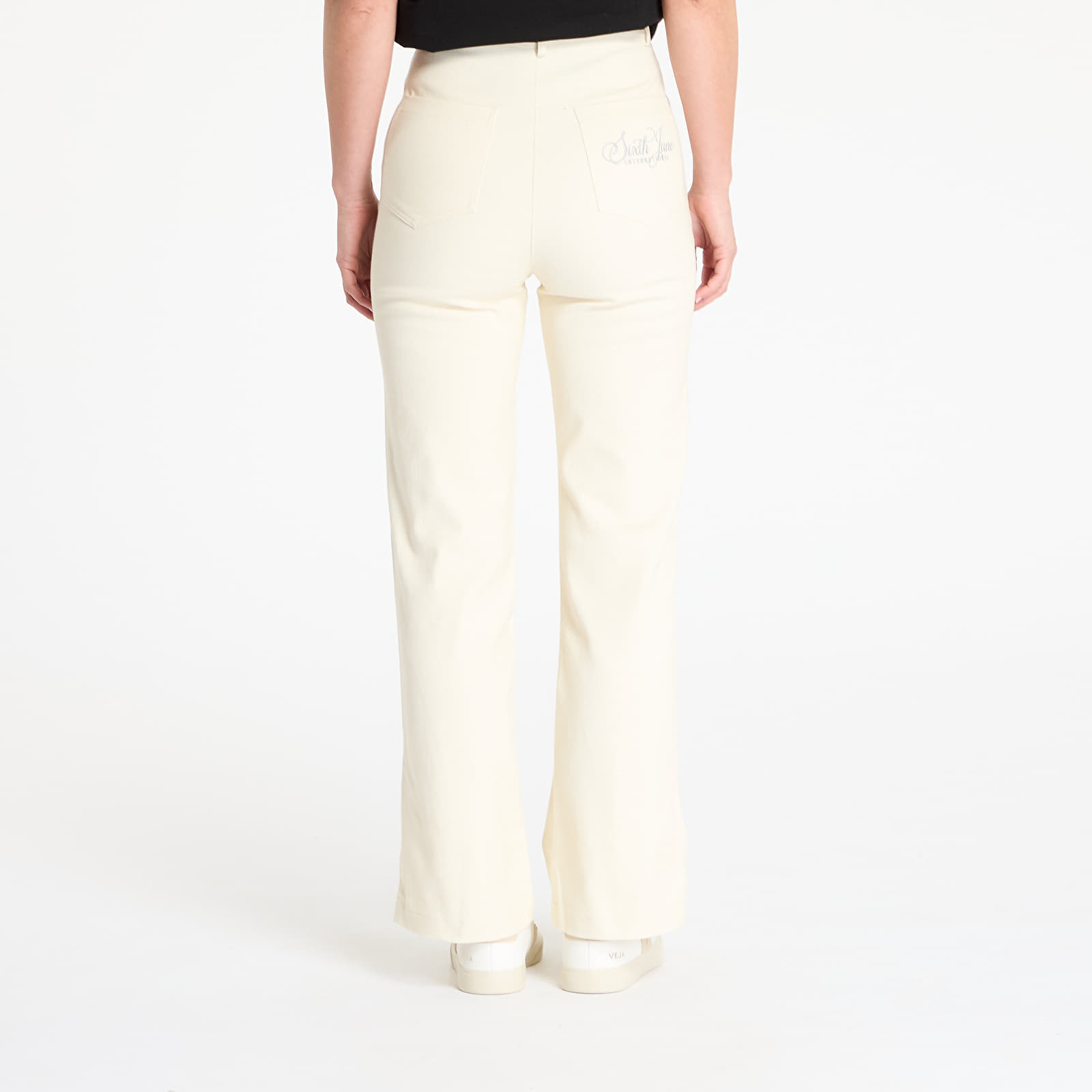 Dżinsy i spodnie Sixth June Slit Wide Leg Pants Cream