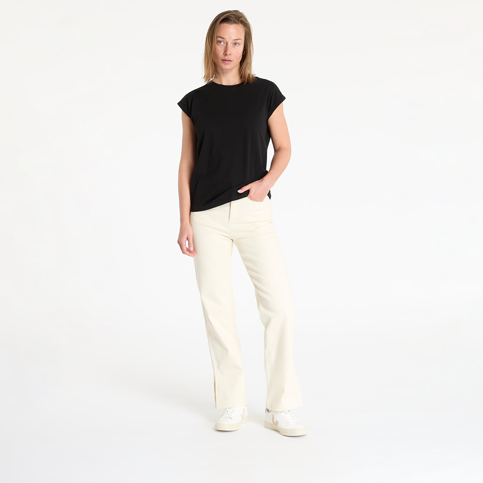 Dżinsy i spodnie Sixth June Slit Wide Leg Pants Cream